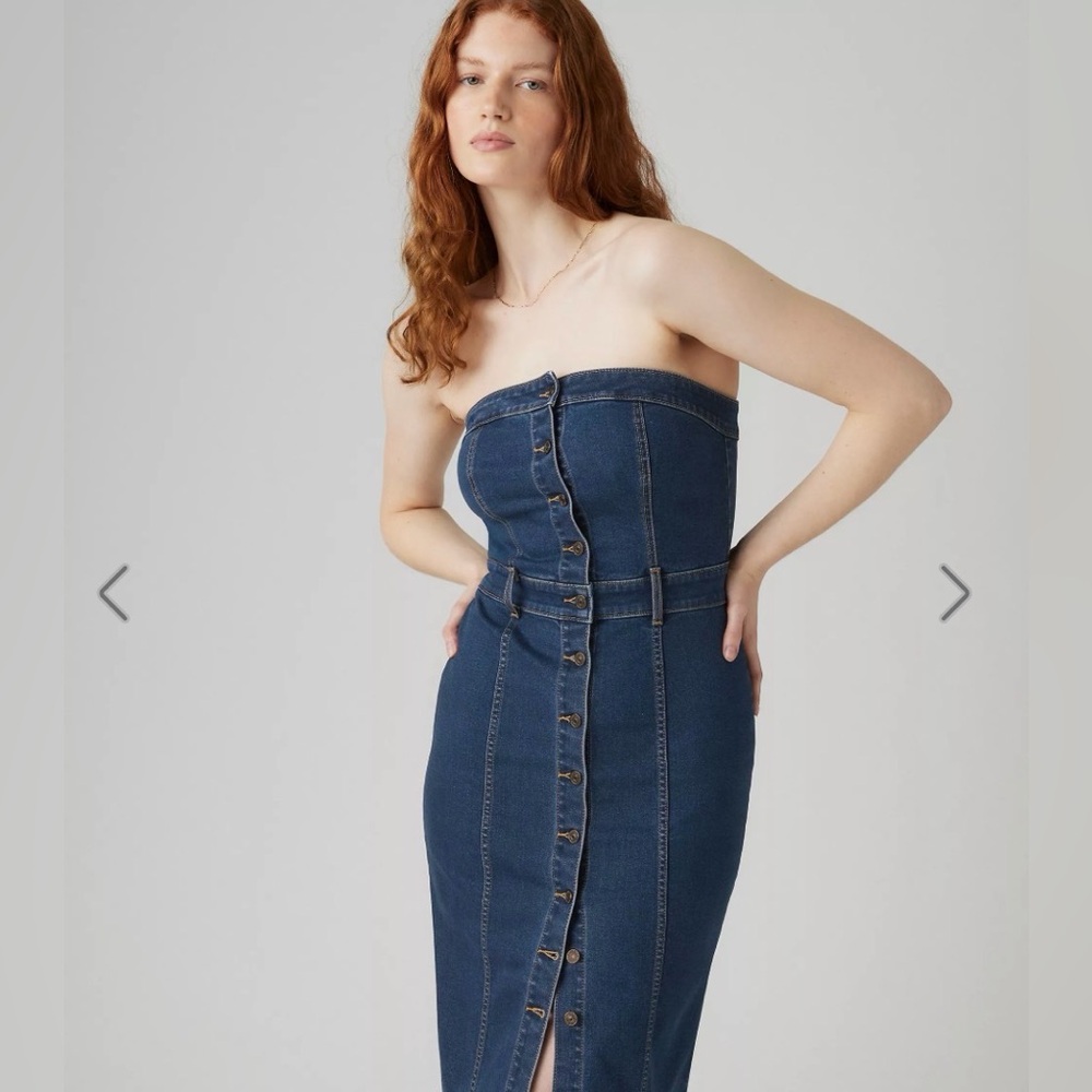 Levi's Strapless Dark Indigo Denim Dress - Picture 10 of 12